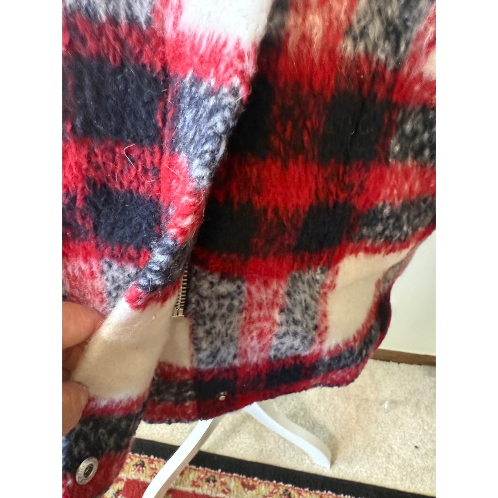 Abercrombie & Fitch Wool Blend Plaid Coat Jacket Red Black White Womens M Winter - Picture 6 of 11